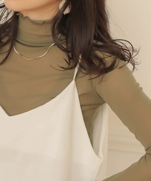 Bab（バブ）の「【WEB限定】メッシュメロウシースルーインナー（Tシャツ/カットソー・レディース・ブラック/オフホワイト/カーキ/グレー・38）」の16枚目の写真