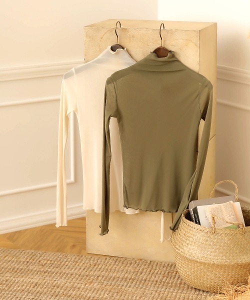 Bab（バブ）の「【WEB限定】メッシュメロウシースルーインナー（Tシャツ/カットソー・レディース・ブラック/オフホワイト/カーキ/グレー・38）」の21枚目の写真