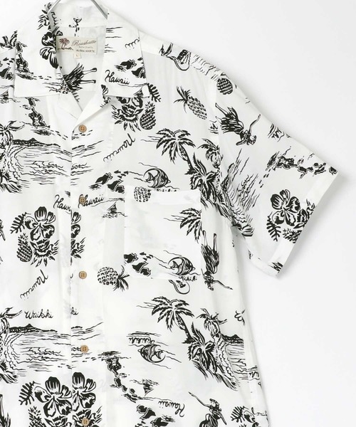 Lazar（ラザル）の「レーヨン オープンカラー アロハシャツ/総柄シャツ（シャツ/ブラウス・メンズ・ブラック系その他3/ブラック系その他5/ブルー系その他2/ブラック系その他2/ダークグリーン/ホワイト系その他3/ブラック系その他/ホワイト系その他/ホワイト系その他2/ホワイト系その他5/ネイビー/ミント/ピンク/イエロー/オレンジ/ホワイト系その他4/グリーン/ブルー系その他/オフホワイト/ホワイト系その他6/ベージュ/ブラック/ブラック系その他4/ホワイト系その他7・S/M/L/LL）」の6枚目の写真