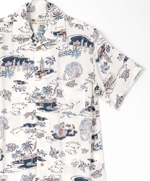 Lazar（ラザル）の「レーヨン オープンカラー アロハシャツ/総柄シャツ（シャツ/ブラウス・メンズ・ブラック系その他3/ブラック系その他5/ブルー系その他2/ブラック系その他2/ダークグリーン/ホワイト系その他3/ブラック系その他/ホワイト系その他/ホワイト系その他2/ホワイト系その他5/ネイビー/ミント/ピンク/イエロー/オレンジ/ホワイト系その他4/グリーン/ブルー系その他/オフホワイト/ホワイト系その他6/ベージュ/ブラック/ブラック系その他4/ホワイト系その他7・S/M/L/LL）」の9枚目の写真