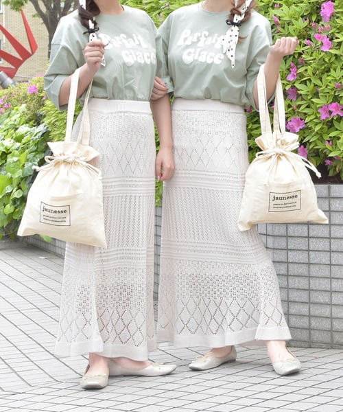 PairPair（ペアペア）の「プリントT×巾着バッグ×スカーフセット（Tシャツ/カットソー・レディース・オフホワイト/ライトベージュ/ミント・FREE）」の14枚目の写真