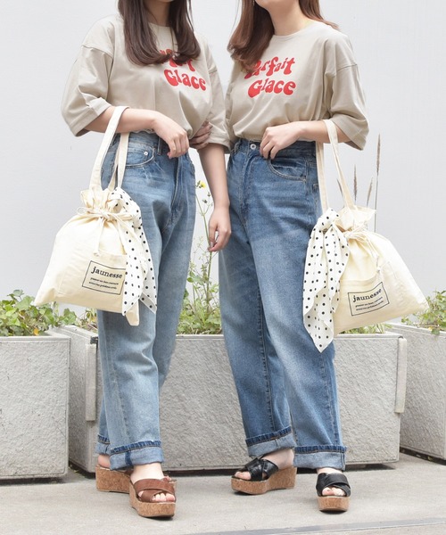 PairPair（ペアペア）の「プリントT×巾着バッグ×スカーフセット（Tシャツ/カットソー・レディース・オフホワイト/ライトベージュ/ミント・FREE）」の18枚目の写真