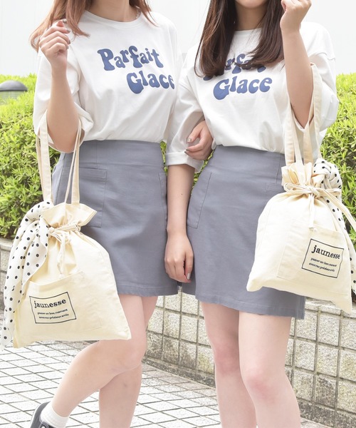 PairPair（ペアペア）の「プリントT×巾着バッグ×スカーフセット（Tシャツ/カットソー・レディース・オフホワイト/ライトベージュ/ミント・FREE）」の7枚目の写真