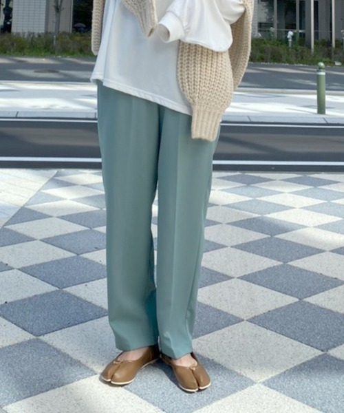 KOBE LETTUCE(コウベレタス)の「センタープレススラックスパンツ【ZOZOTOWN限定】(スラックス・レディース・ブラック/ピンク/ベージュ系その他/ブルー/グリーン系その他/ブラウン/パープル/グリーン/モカ/ミント/ダークパープル・FREE)」の6枚目の写真