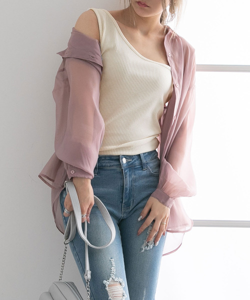 夢展望（ユメテンボウ）の「ワンショルレースアップテレコカットソートップス（タンクトップ・レディース・ベージュ/ダークブルー/グリーン系その他/テラコッタ/オフホワイト/ブラック・MEDIUM/LARGE）」の9枚目の写真