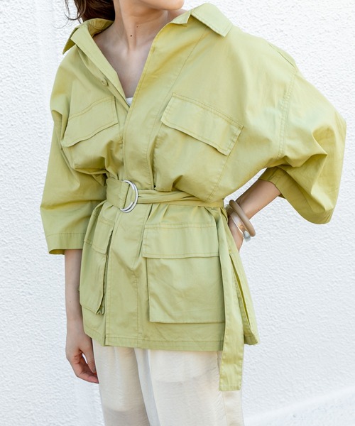 mystic（ミスティック）の「ベルト付きサファリシャツ（シャツ/ブラウス・レディース・ベージュ/カーキ/イエロー系その他・FREE）」の3枚目の写真