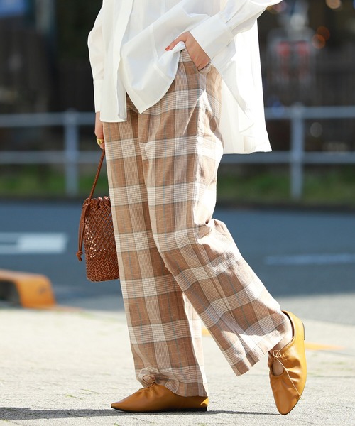 セール Ray Beams Beams ワイドパンツ その他パンツ Ray パンツ Ray Beams レイビームス のファッション グレンチェック