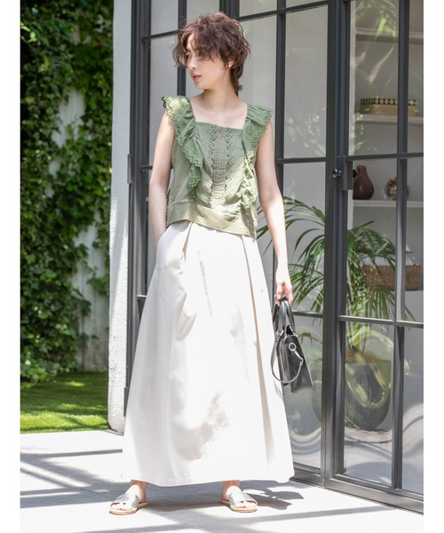 fifth（フィフス）の「タックラインマキシスカート（スカート・レディース・イエロー/ホワイト・MEDIUM）」の2枚目の写真