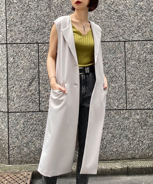 PAGEBOY（ページボーイ）の「ロングジレ（ダウンジャケット/コート・レディース・ブラック/グレイッシュベージュ・FREE）」の13枚目の写真