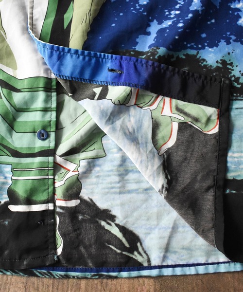 VINTAGE（ヴィンテージ）の「【ヴィンテージ古着】DTEK SPORT 剣士柄 ハーフスリーブシャツ（シャツ/ブラウス・メンズ・ブルー・LARGE）」の4枚目の写真