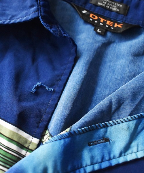VINTAGE（ヴィンテージ）の「【ヴィンテージ古着】DTEK SPORT 剣士柄 ハーフスリーブシャツ（シャツ/ブラウス・メンズ・ブルー・LARGE）」の6枚目の写真