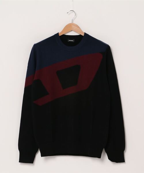 DIESEL メンズ ニット インターシャ DIESEL（ディーゼル）の「メンズ ニット コットン インターシャ