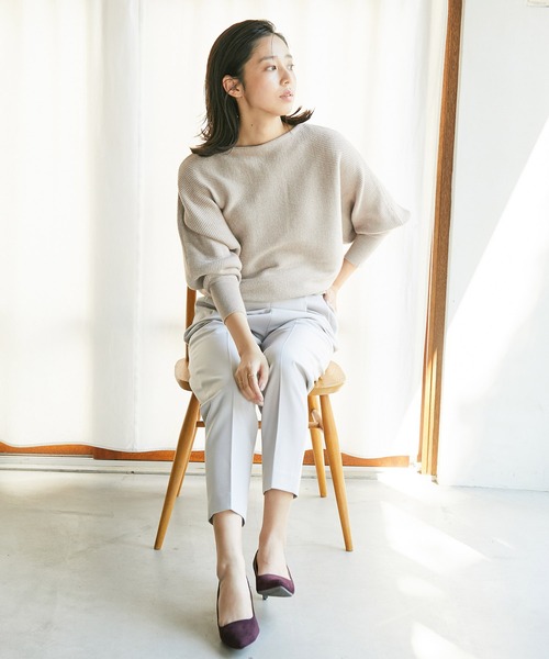 VIS(ビス)の「【EASY CARE】ウォッシャブルフラノツータックテーパードパンツ(スラックス・レディース・ブラック/グレー系その他/パープル/ベージュ系その他・L/LL/M/S/SS)」の6枚目の写真