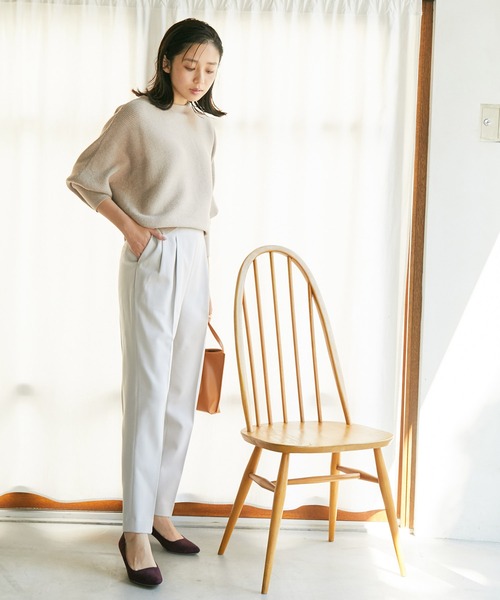 VIS(ビス)の「【EASY CARE】ウォッシャブルフラノツータックテーパードパンツ(スラックス・レディース・ブラック/グレー系その他/パープル/ベージュ系その他・L/LL/M/S/SS)」の7枚目の写真