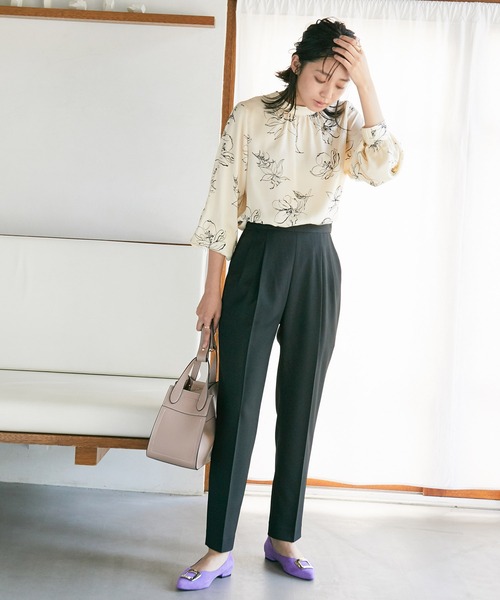 VIS(ビス)の「【EASY CARE】ウォッシャブルフラノツータックテーパードパンツ(スラックス・レディース・ブラック/グレー系その他/パープル/ベージュ系その他・L/LL/M/S/SS)」の10枚目の写真