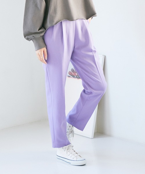 VIS(ビス)の「【EASY CARE】ウォッシャブルフラノツータックテーパードパンツ(スラックス・レディース・ブラック/グレー系その他/パープル/ベージュ系その他・L/LL/M/S/SS)」の18枚目の写真
