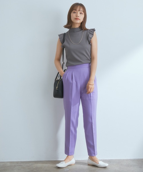 VIS(ビス)の「【EASY CARE】ウォッシャブルフラノツータックテーパードパンツ(スラックス・レディース・ブラック/グレー系その他/パープル/ベージュ系その他・L/LL/M/S/SS)」の13枚目の写真