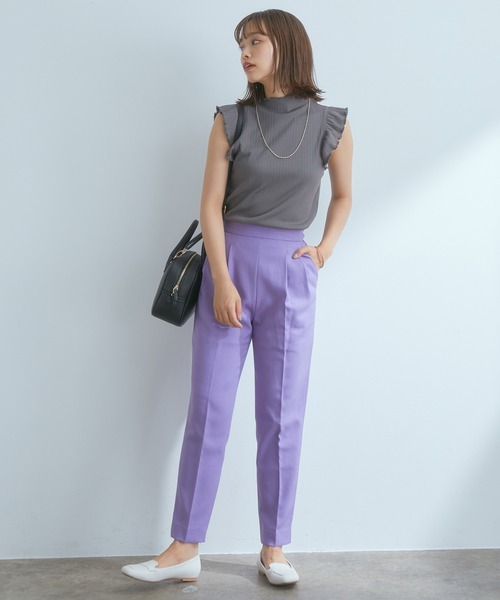 VIS(ビス)の「【EASY CARE】ウォッシャブルフラノツータックテーパードパンツ(スラックス・レディース・ブラック/グレー系その他/パープル/ベージュ系その他・L/LL/M/S/SS)」の14枚目の写真