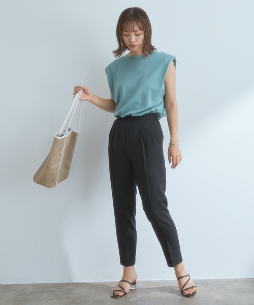 VIS(ビス)の「【EASY CARE】ウォッシャブルフラノツータックテーパードパンツ(スラックス・レディース・ブラック/グレー系その他/パープル/ベージュ系その他・L/LL/M/S/SS)」の15枚目の写真