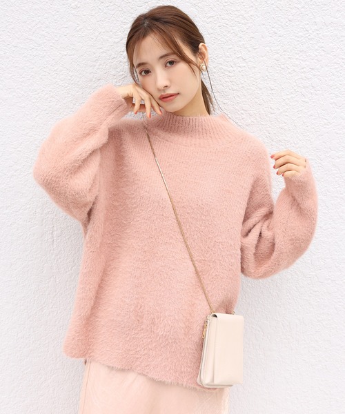 one after another NICE CLAUP(ワンアフターアナザーナイスクラップ)の「ハイネックフェザーニット(ニット/セーター・レディース・アイボリー/モカ/スモークピンク/ピンクベージュ/コーラル・FREE)」の17枚目の写真