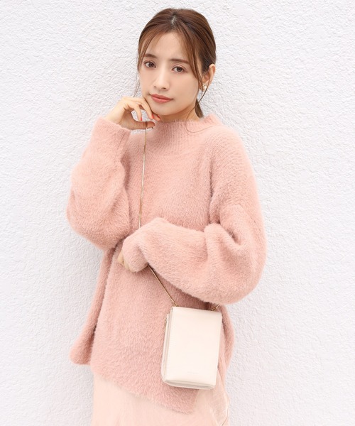 one after another NICE CLAUP(ワンアフターアナザーナイスクラップ)の「ハイネックフェザーニット(ニット/セーター・レディース・アイボリー/モカ/スモークピンク/ピンクベージュ/コーラル・FREE)」の11枚目の写真