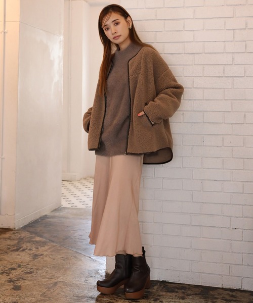 one after another NICE CLAUP(ワンアフターアナザーナイスクラップ)の「ハイネックフェザーニット(ニット/セーター・レディース・アイボリー/モカ/スモークピンク/ピンクベージュ/コーラル・FREE)」の19枚目の写真