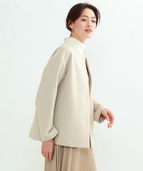 【国内配送】 INDIVI（インディヴィ）の「◇「S」スーパービーバーノーカラー ジャケット・アウター