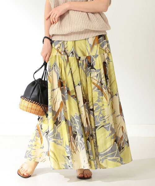 Demi-Luxe BEAMS / プリント ティアードスカート