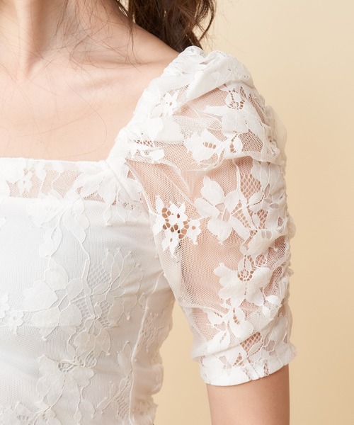 MIIA（ミーア）の「パワーショルダーレースブラウス（シャツ/ブラウス・レディース・ブラック/オフホワイト/ブルー・FREE）」の7枚目の写真