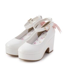 ハートストラップバックリボンパンプス