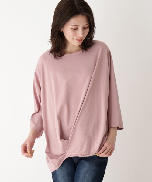 SHOO・LA・RUE（シューラルー）の「◆【S-LL】裾タックプルオーバー（Tシャツ/カットソー・レディース・ブラック/ベージュ/ナチュラル/グレー系その他3/ホワイト系3/ピンク系・01/02/03/04）」の6枚目の写真