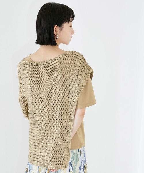 EMMA（EMMA CLOTHES）（エマ）の「【EMMA】メッシュレイヤードニット 半袖セット（Tシャツ/カットソー・レディース・ブラック/ベージュ/ブラウン・FREE）」の10枚目の写真