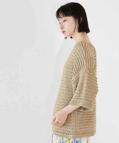EMMA（EMMA CLOTHES）（エマ）の「【EMMA】メッシュレイヤードニット 半袖セット（Tシャツ/カットソー・レディース・ブラック/ベージュ/ブラウン・FREE）」の11枚目の写真