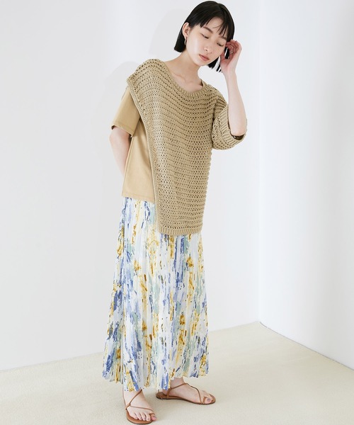 EMMA（EMMA CLOTHES）（エマ）の「【EMMA】メッシュレイヤードニット 半袖セット（Tシャツ/カットソー・レディース・ブラック/ベージュ/ブラウン・FREE）」の13枚目の写真