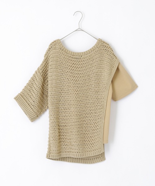 EMMA（EMMA CLOTHES）（エマ）の「【EMMA】メッシュレイヤードニット 半袖セット（Tシャツ/カットソー・レディース・ブラック/ベージュ/ブラウン・FREE）」の5枚目の写真