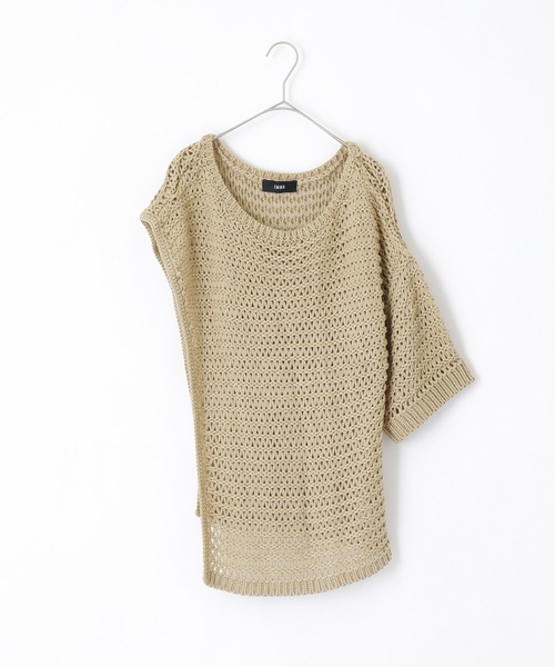 EMMA（EMMA CLOTHES）（エマ）の「【EMMA】メッシュレイヤードニット 半袖セット（Tシャツ/カットソー・レディース・ブラック/ベージュ/ブラウン・FREE）」の6枚目の写真
