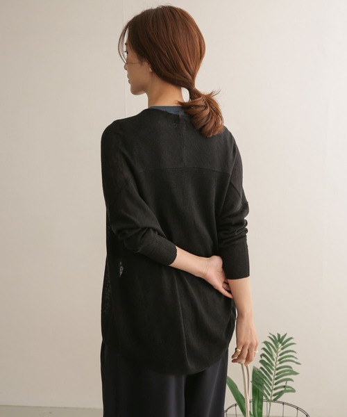 URBAN RESEARCH DOORS（アーバンリサーチドアーズ）の「リネンロングカーディガン（カーディガン/ボレロ・レディース・ブラック/グリーン/ベージュ・ONE）」の9枚目の写真