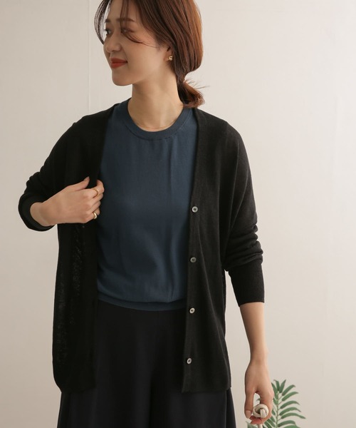 URBAN RESEARCH DOORS（アーバンリサーチドアーズ）の「リネンロングカーディガン（カーディガン/ボレロ・レディース・ブラック/グリーン/ベージュ・ONE）」の11枚目の写真
