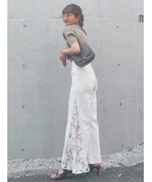 rienda（リエンダ）の「サイドレースワイドデニムパンツ（デニムパンツ・レディース・ライトブルー/ホワイト・24inch/26inch/25inch）」の21枚目の写真