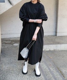 Marient | タイプライターオーバーシャツOP(ロング丈)(シャツワンピース)