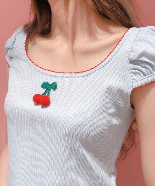 lilLilly（リルリリー）の「ワッフルミニトップス（Tシャツ/カットソー・レディース・イエロー/ブルー/ブラック/ホワイト・FREE）」の11枚目の写真