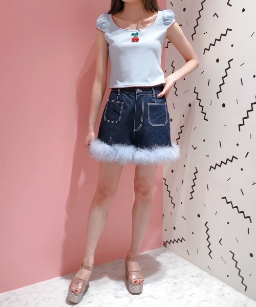 lilLilly（リルリリー）の「ワッフルミニトップス（Tシャツ/カットソー・レディース・イエロー/ブルー/ブラック/ホワイト・FREE）」の12枚目の写真