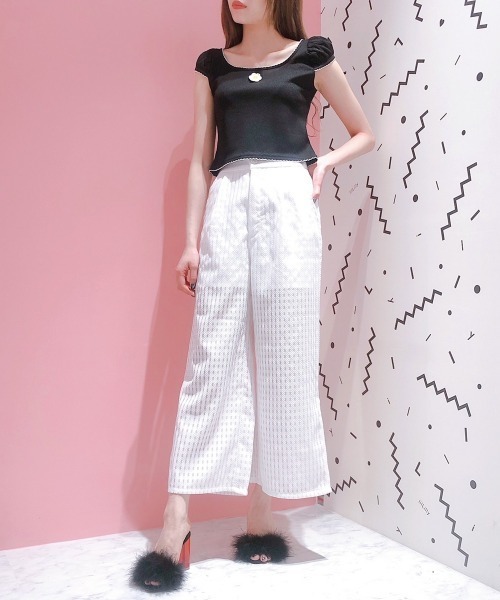 lilLilly（リルリリー）の「ワッフルミニトップス（Tシャツ/カットソー・レディース・イエロー/ブルー/ブラック/ホワイト・FREE）」の6枚目の写真