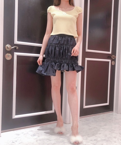 lilLilly（リルリリー）の「ワッフルミニトップス（Tシャツ/カットソー・レディース・イエロー/ブルー/ブラック/ホワイト・FREE）」の9枚目の写真