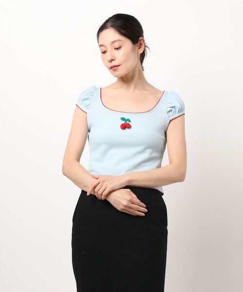 lilLilly（リルリリー）の「ワッフルミニトップス（Tシャツ/カットソー・レディース・イエロー/ブルー/ブラック/ホワイト・FREE）」の14枚目の写真