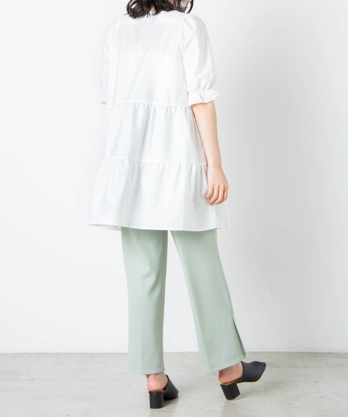 WEGO（ウィゴー）の「WEGO/スクエアネックティアードミニワンピース（チュニック・レディース・ホワイト/ブラック/アニマル・FREE）」の7枚目の写真