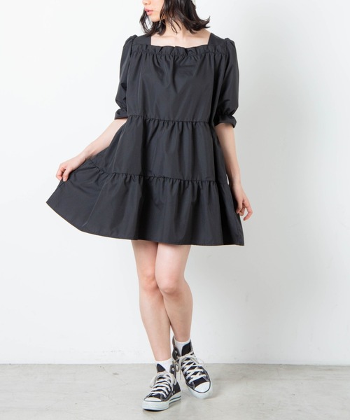 セール】WEGO/スクエアネックティアードミニワンピース