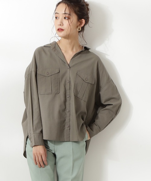 N.（N. Natural Beauty Basic）（エヌエヌナチュラルビューティーベーシック）の「麻混ビッグポケットシャツ（シャツ/ブラウス・レディース・ホワイト/ベージュ/イエロー・MEDIUM）」の3枚目の写真