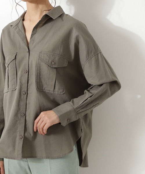 N.（N. Natural Beauty Basic）（エヌエヌナチュラルビューティーベーシック）の「麻混ビッグポケットシャツ（シャツ/ブラウス・レディース・ホワイト/ベージュ/イエロー・MEDIUM）」の10枚目の写真