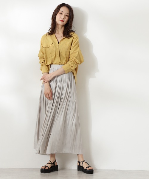 N.（N. Natural Beauty Basic）（エヌエヌナチュラルビューティーベーシック）の「麻混ビッグポケットシャツ（シャツ/ブラウス・レディース・ホワイト/ベージュ/イエロー・MEDIUM）」の6枚目の写真